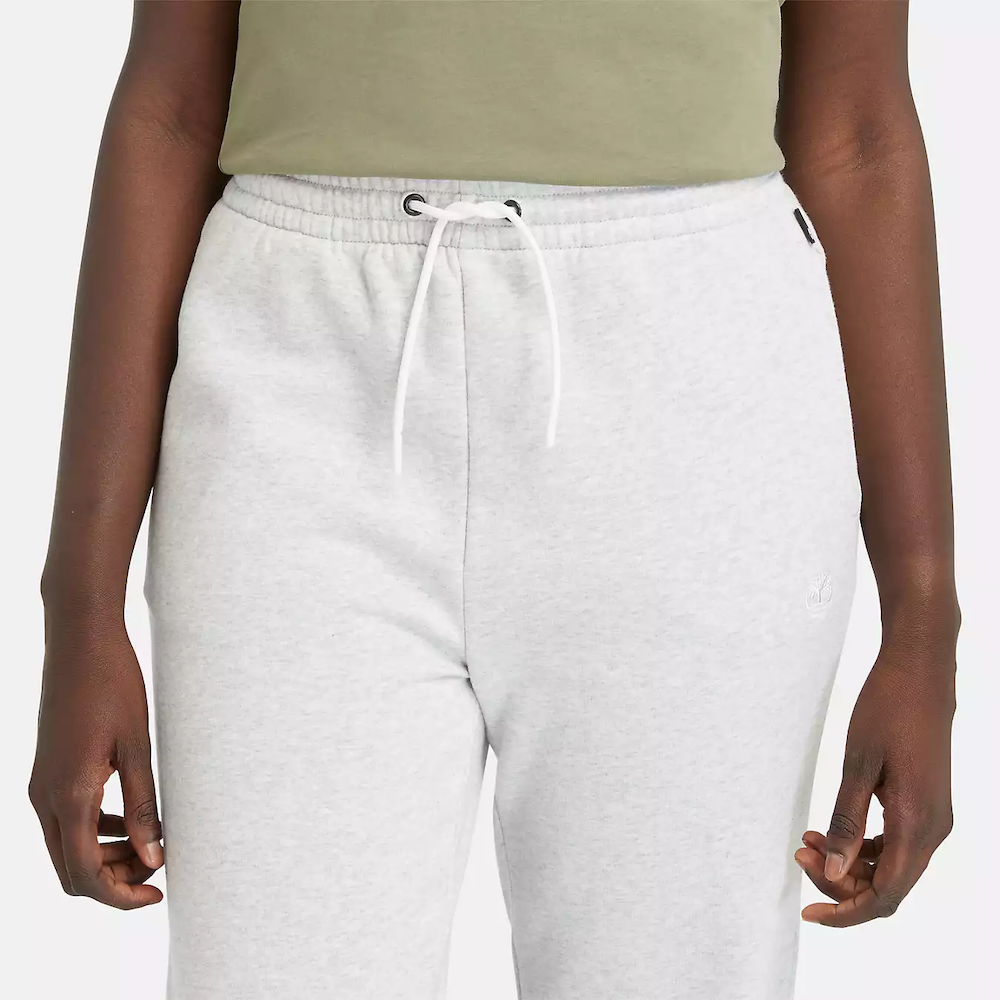 Light grey Timberland Brushed Back Joggers for Women. Soft, brushed-back fabric for comfort and warmth. Relaxed fit with jogger silhouette for freedom of movement. Drawcord waistband for adjustable fit.
