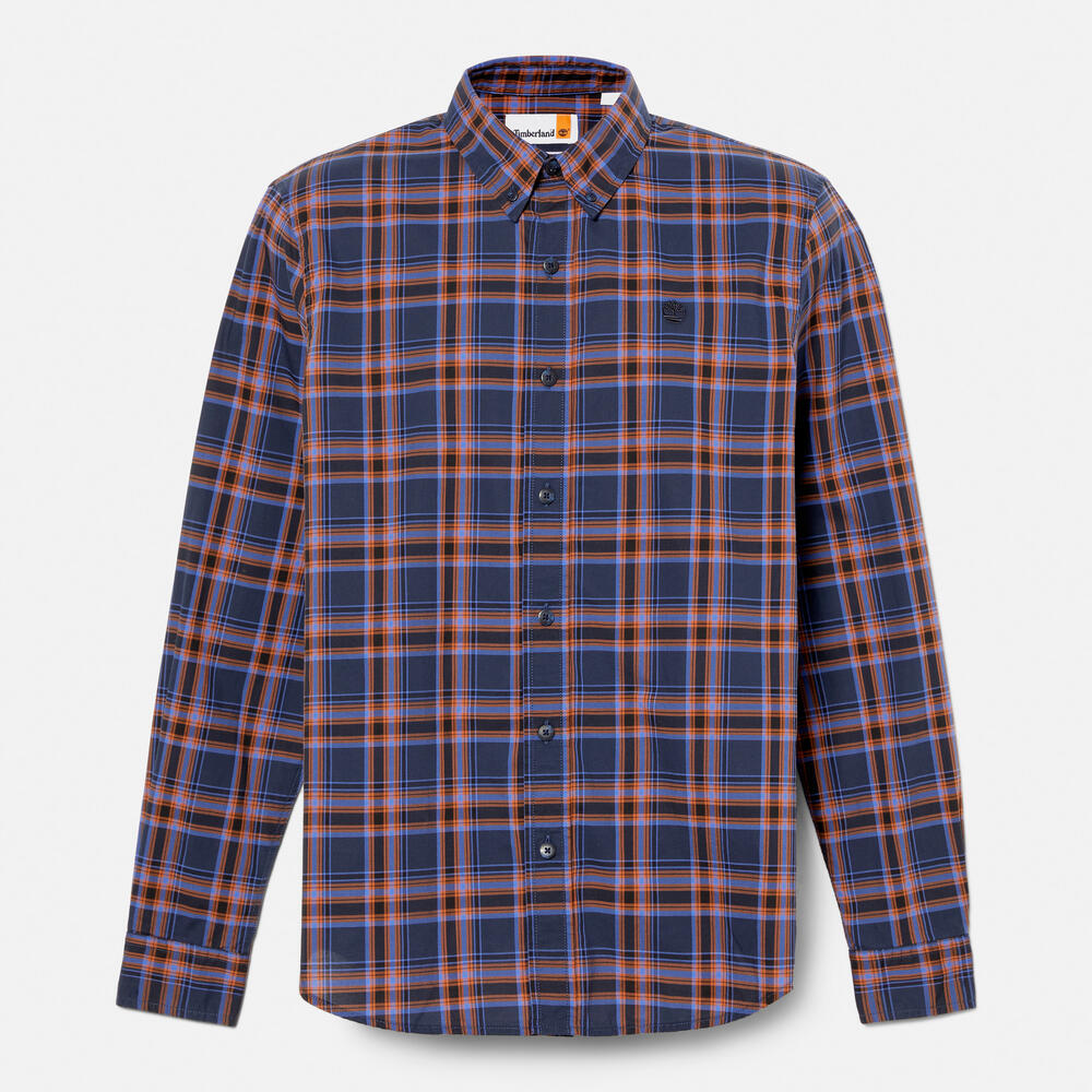 Stretch Poplin Check Shirt for Men