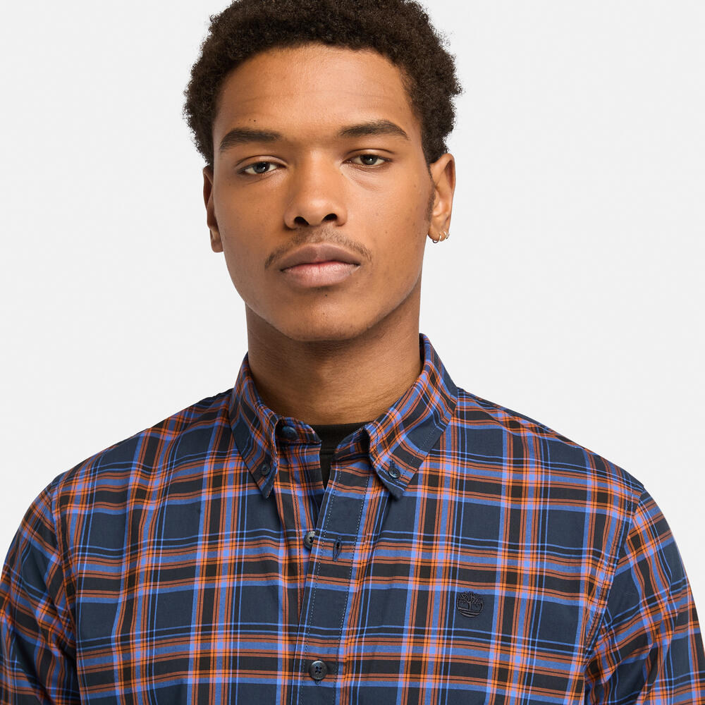 Stretch Poplin Check Shirt for Men