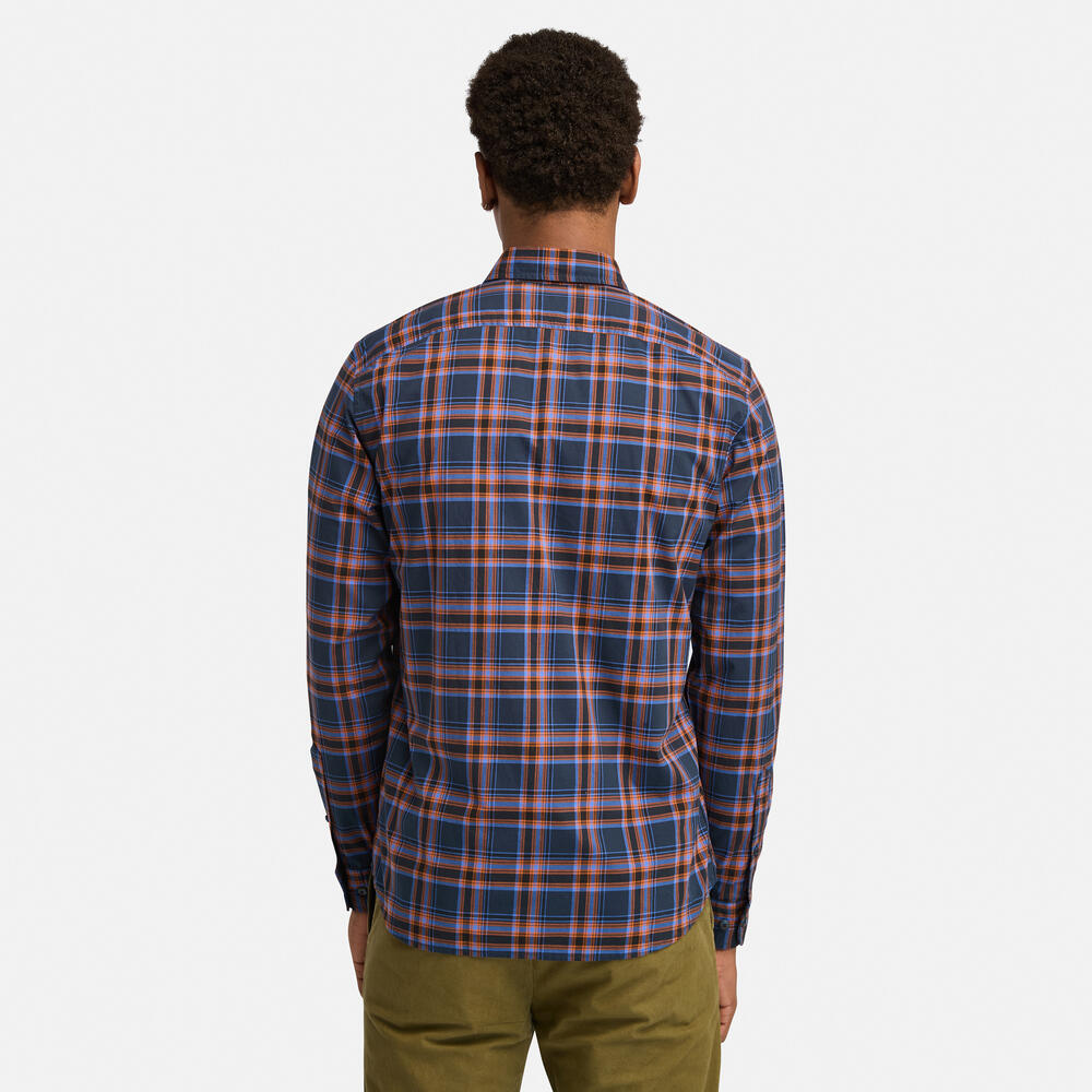 Stretch Poplin Check Shirt for Men