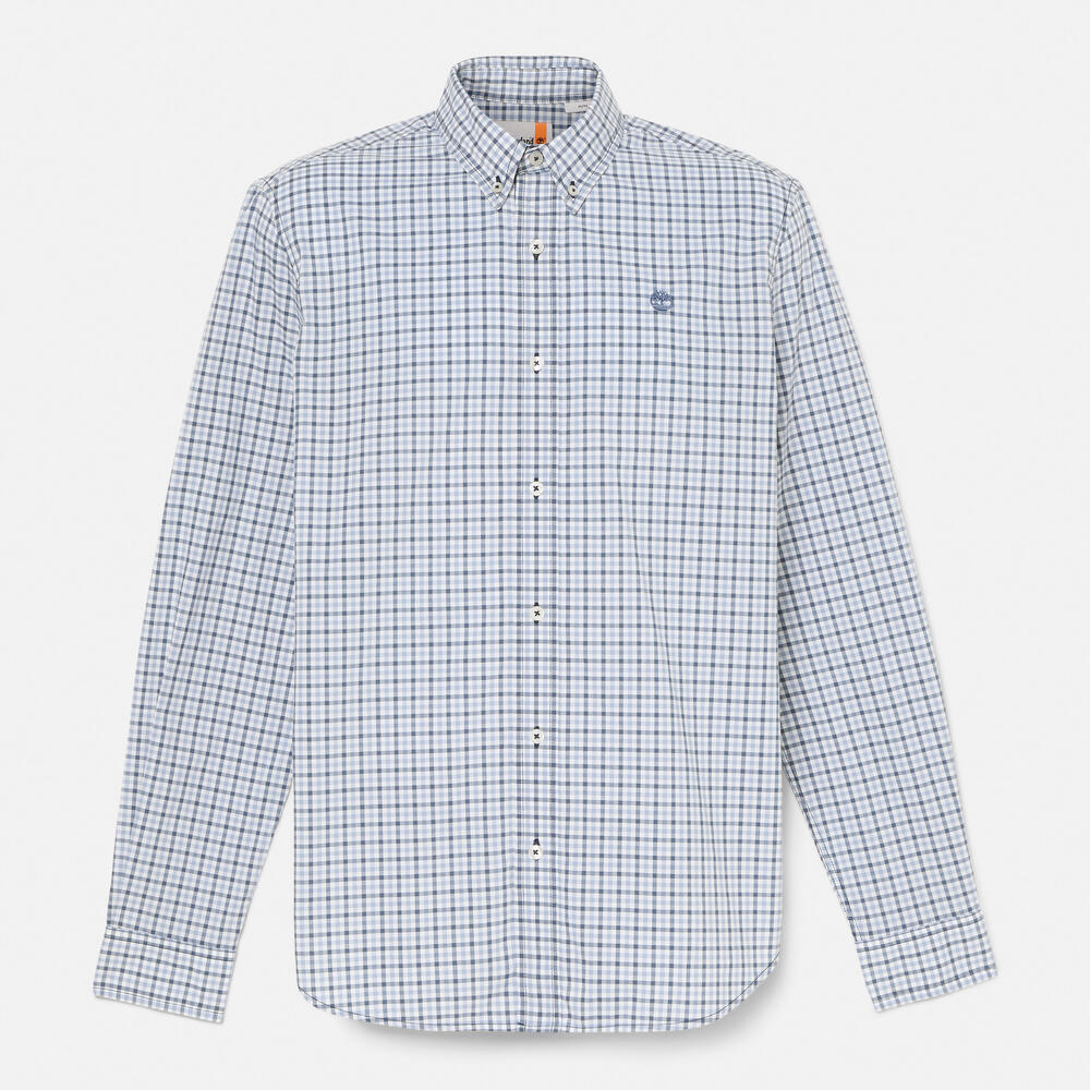 Stretch Poplin Check Shirt for Men