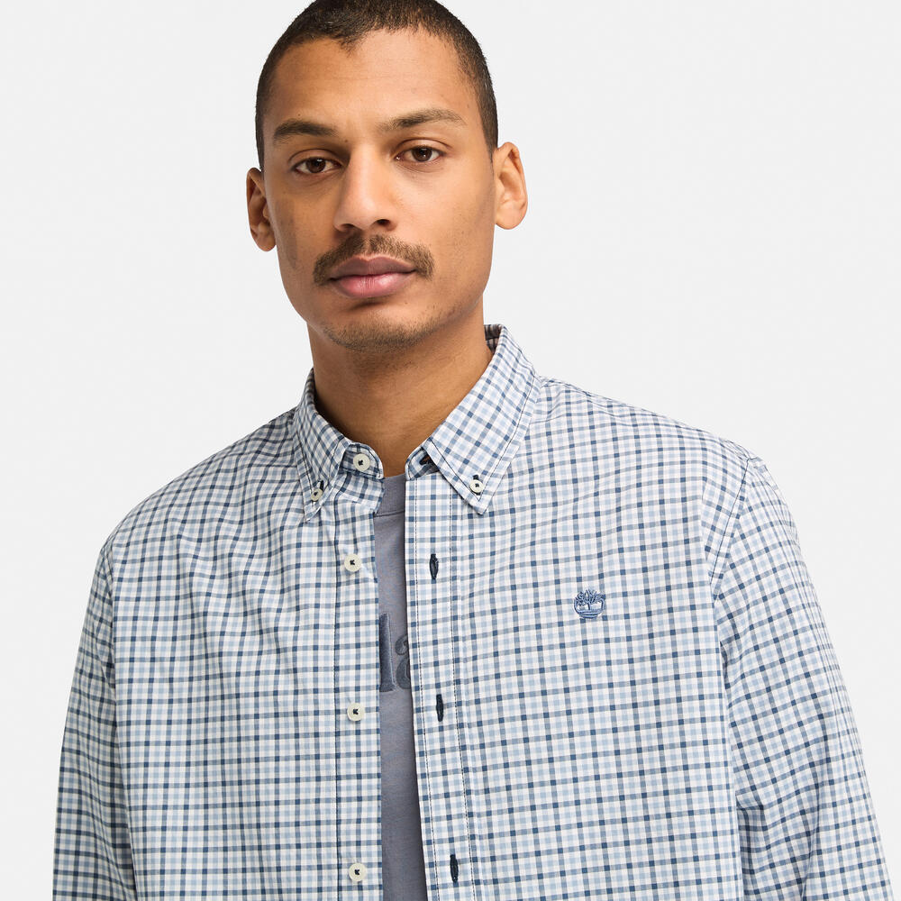 Stretch Poplin Check Shirt for Men