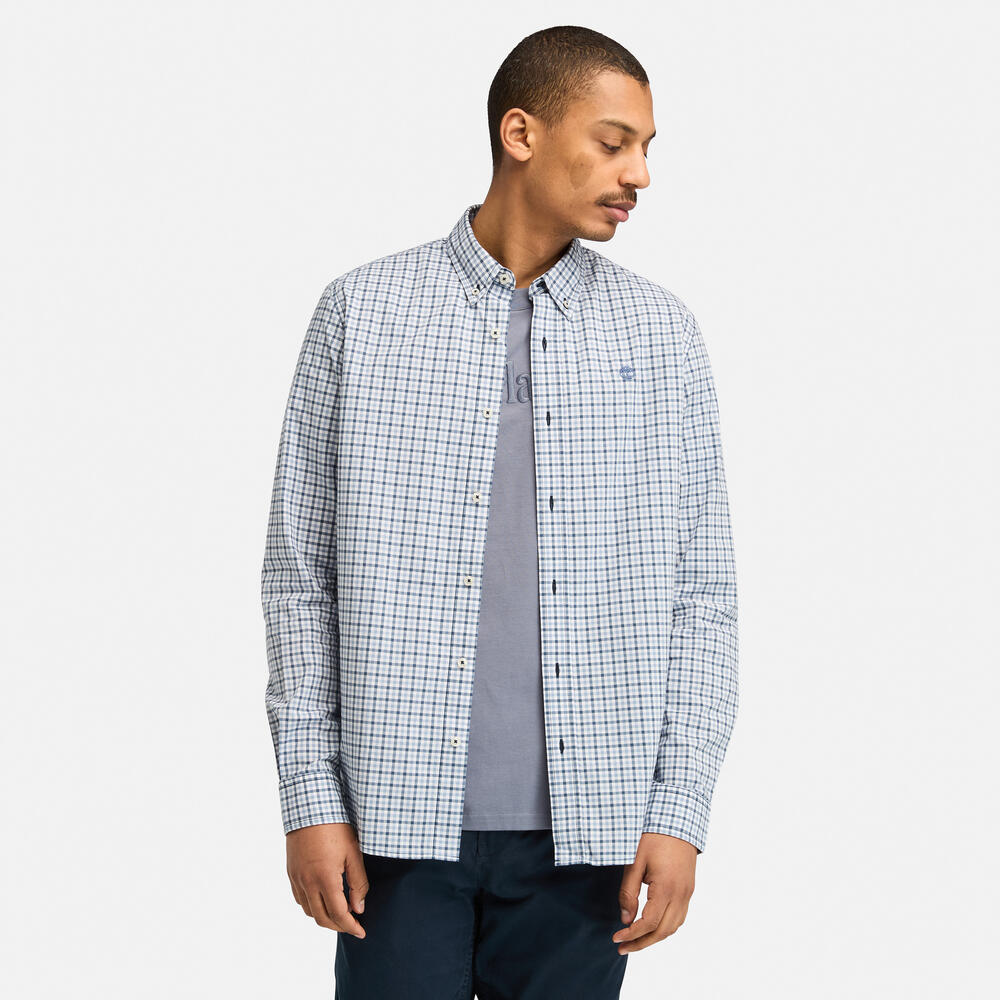 Stretch Poplin Check Shirt for Men