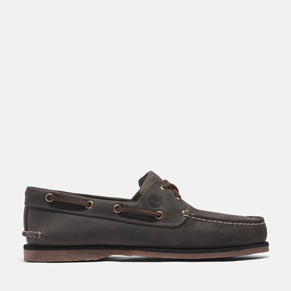 Timberland Classic Leather Boat Shoe For Men In Medium Grey