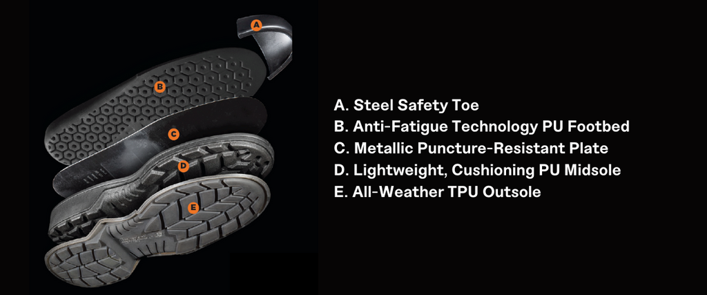 Timberland® PRO Nashoba Composite Toe Work Boot for Men. Black work boot featuring a composite safety toe for protection, electrical hazard protection, slip-resistant outsole, and comfortable footbed for long days on the job.