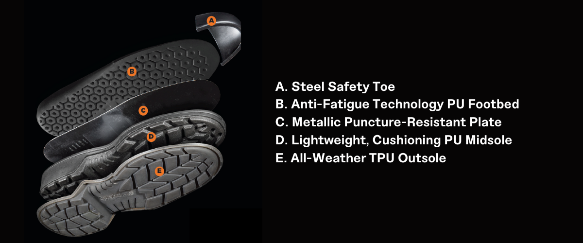 Timberland® PRO Nashoba Composite Toe Work Boot for Men. Black work boot featuring a composite safety toe for protection, electrical hazard protection, slip-resistant outsole, and comfortable footbed for long days on the job.