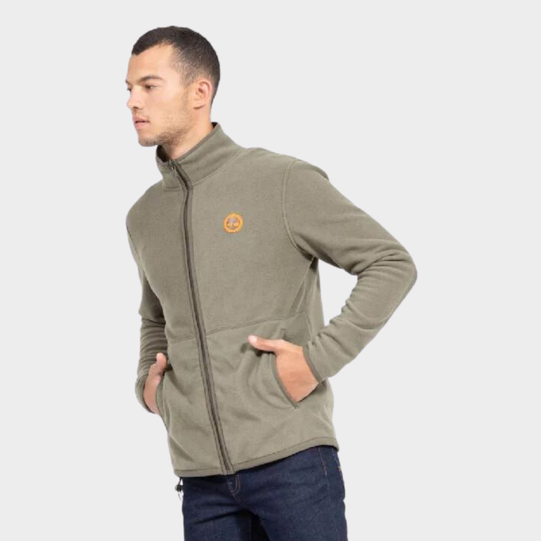TIMBERLAND MIX MEDIA FULL-ZIP FLEECE JACKET FOR MEN IN GREEN