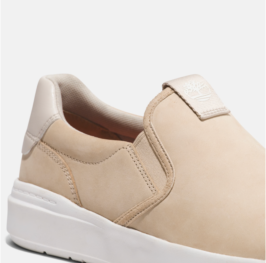  Timberland® Seneca Bay Slip-On Sneaker for Men in Light Beige Nubuck. Light beige nubuck slip-on sneaker with OrthoLite® comfort insole and high-adhesion EVA midsole for superior comfort. Classic and versatile for casual wear.