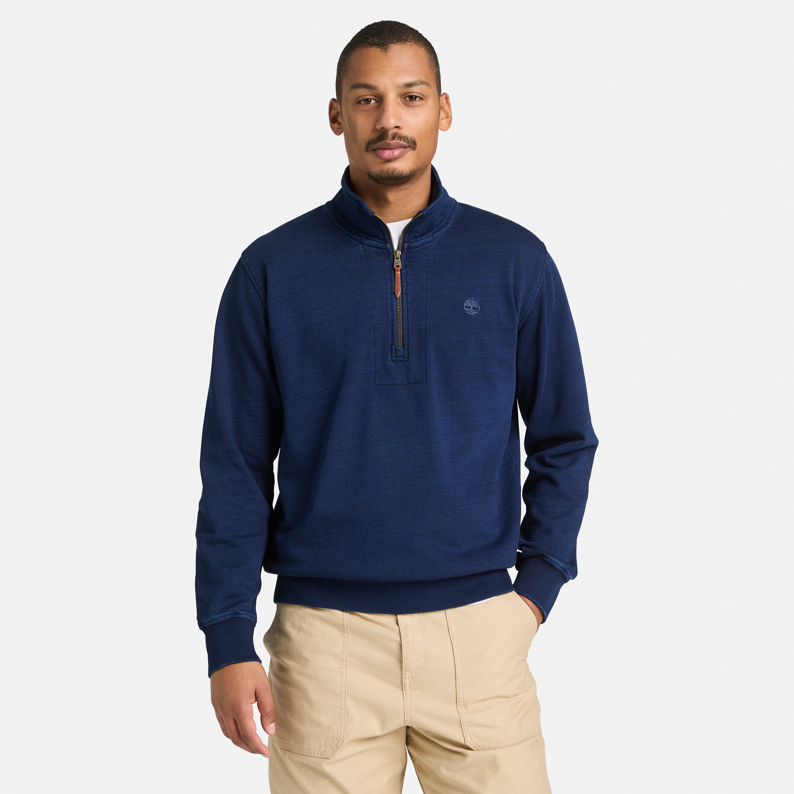 Indigo 1/4 Zip Sweatshirt For Men