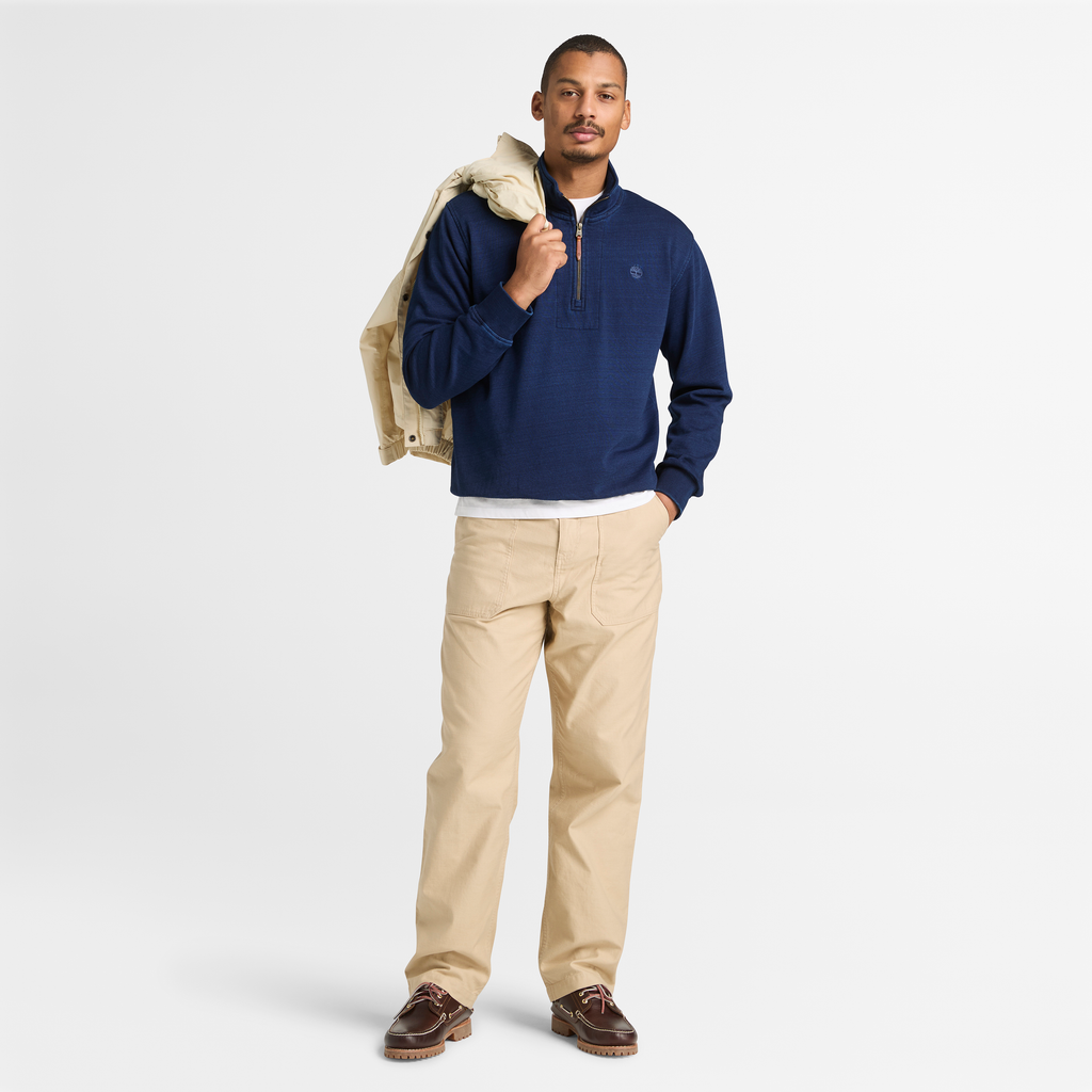 Indigo 1/4 Zip Sweatshirt For Men