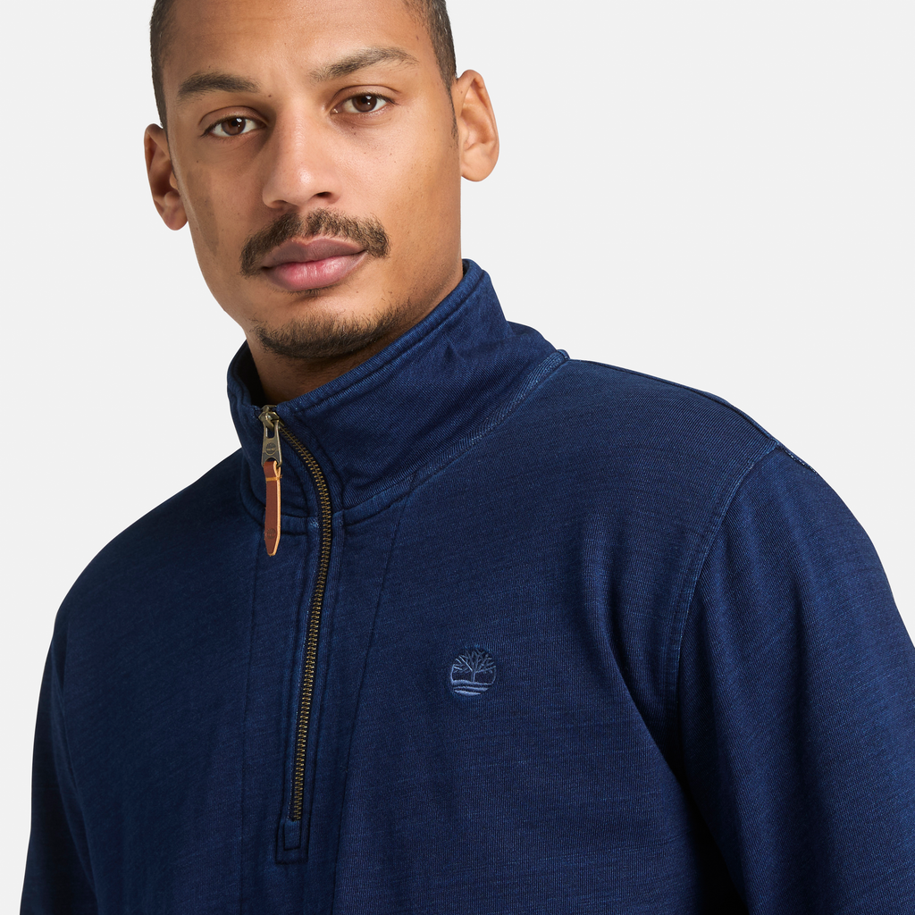 Indigo 1/4 Zip Sweatshirt For Men