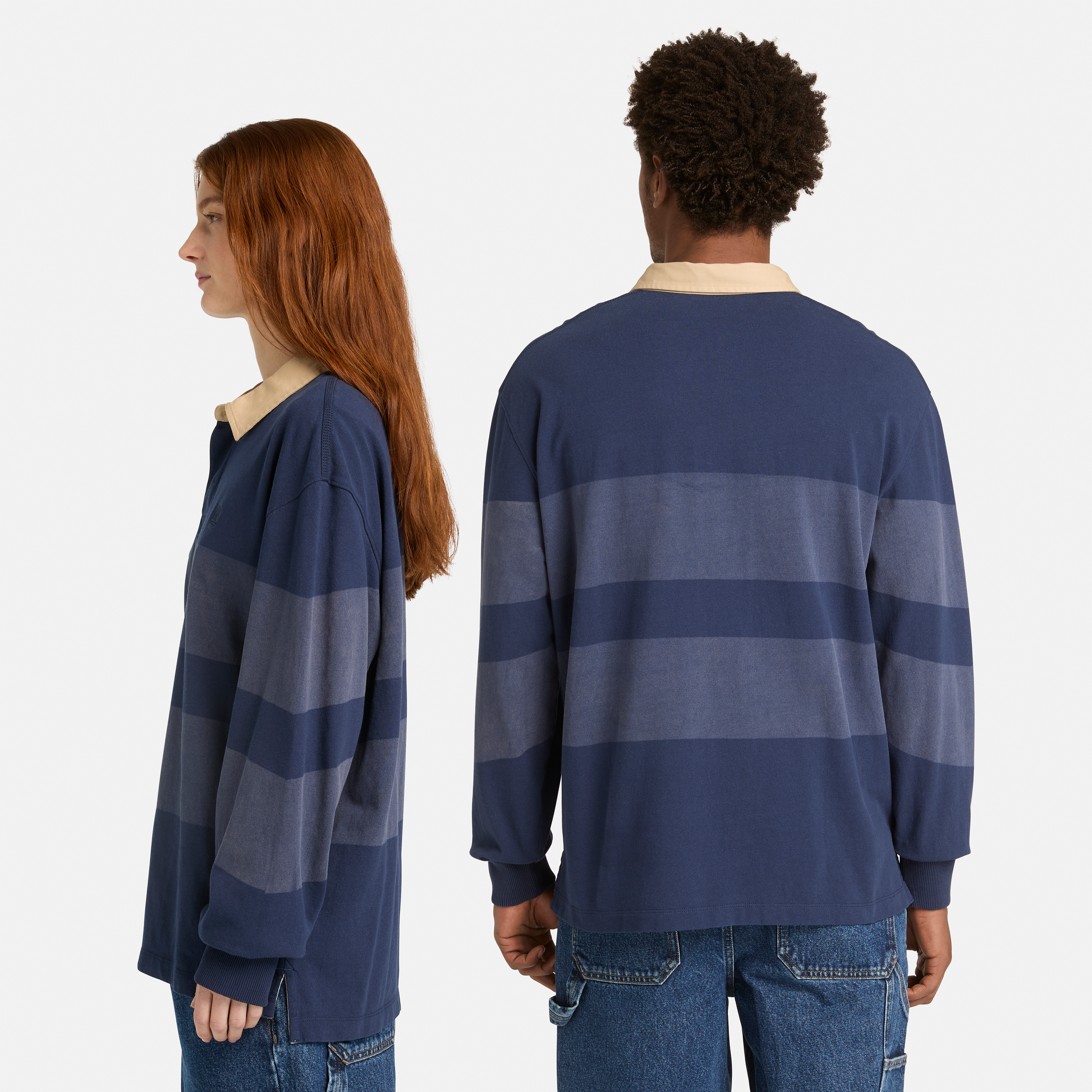 Striped Rugby Long Sleeve Polo For Men