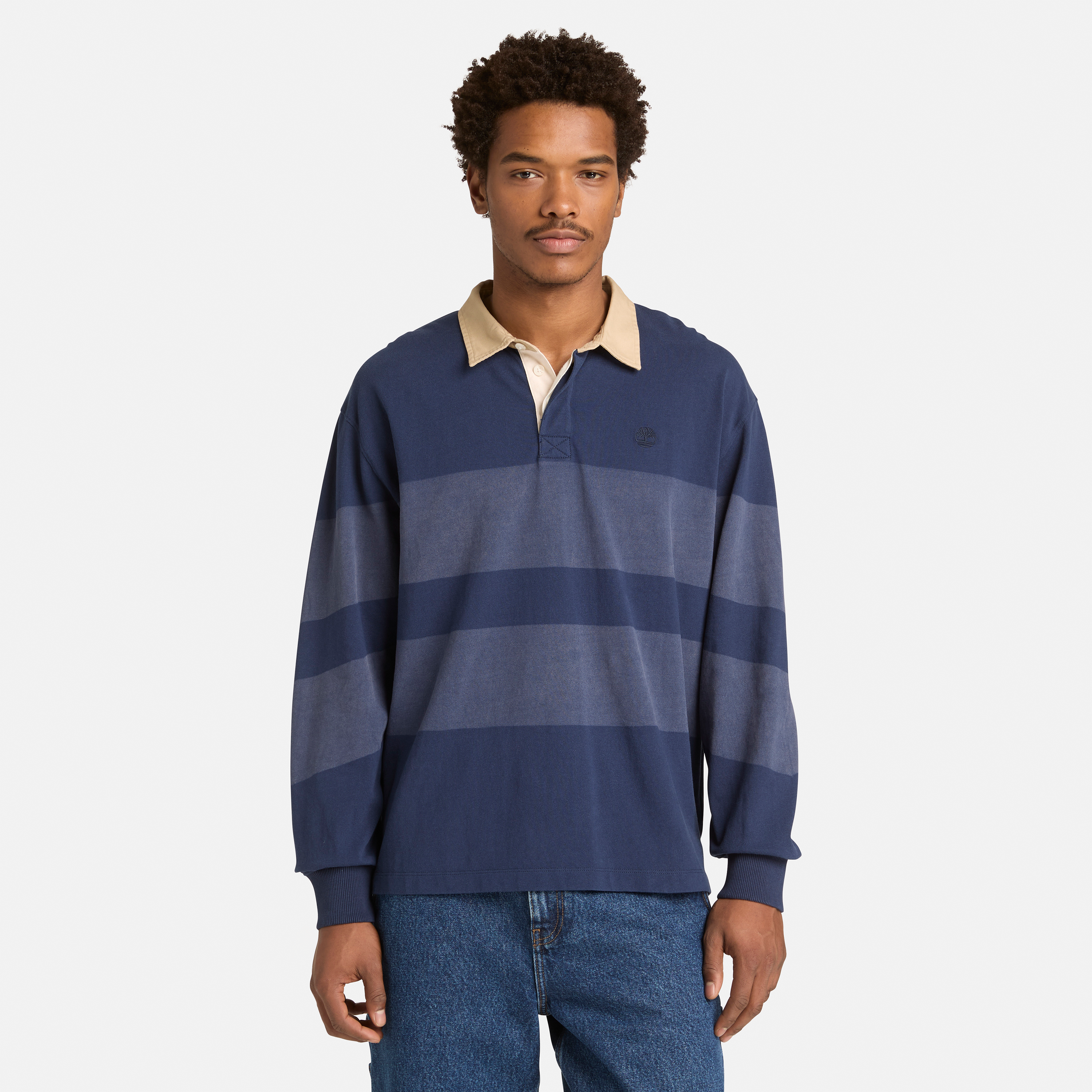 Striped Rugby Long Sleeve Polo For Men