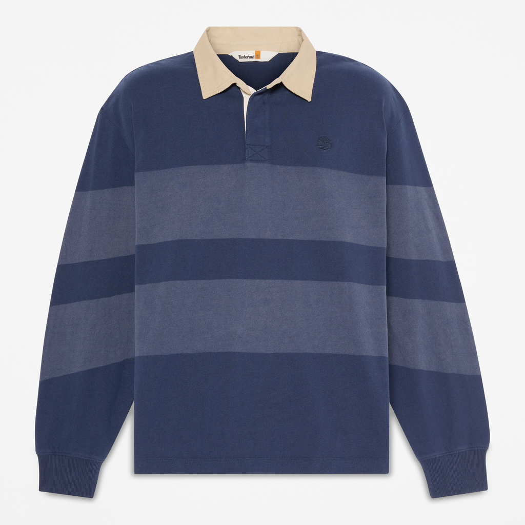 Striped Rugby Long Sleeve Polo For Men