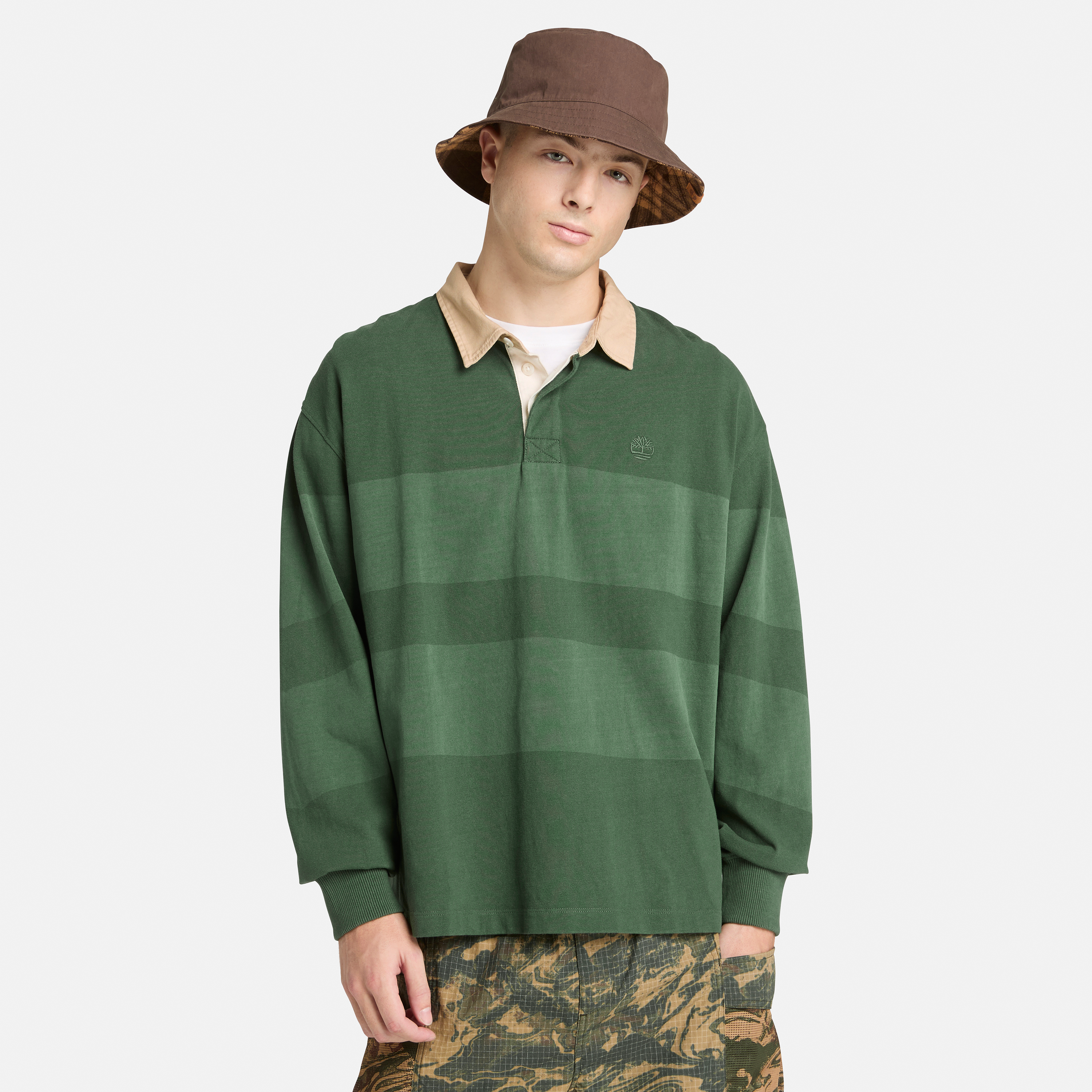 Striped Rugby Long Sleeve Polo For Men