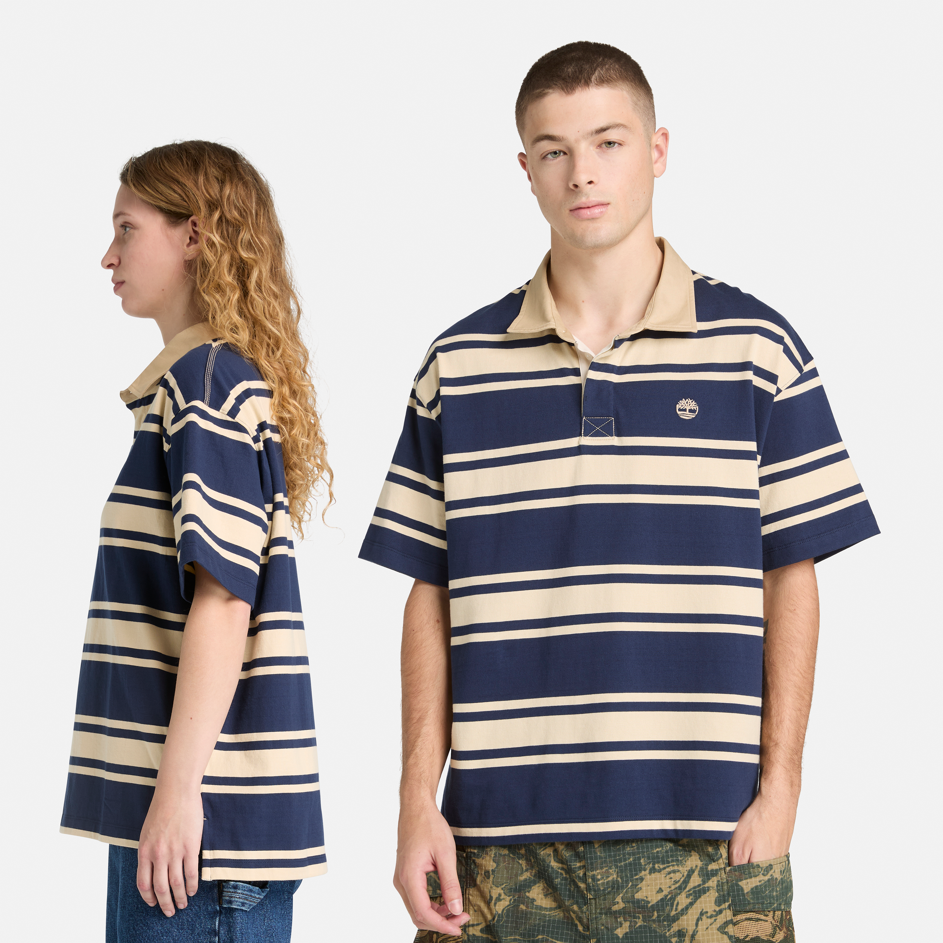 Striped Short-Sleeve Rugby Polo For Men
