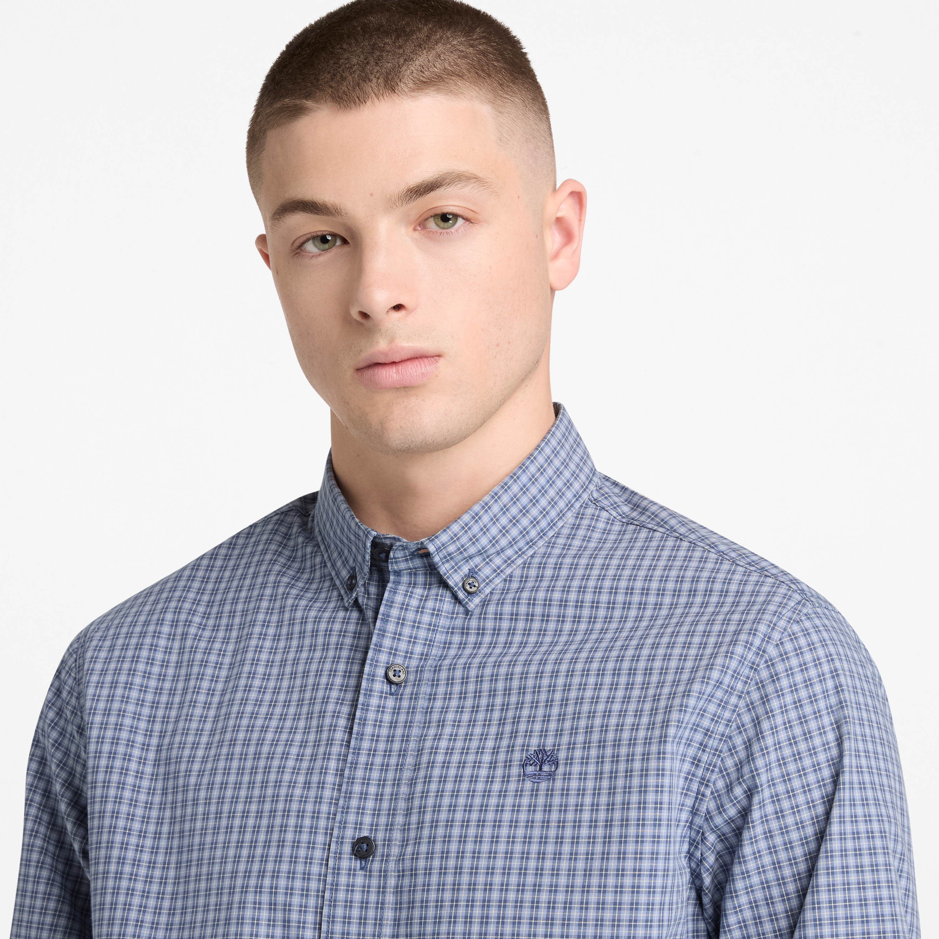 Micro Plaid Poplin Shirt For Men