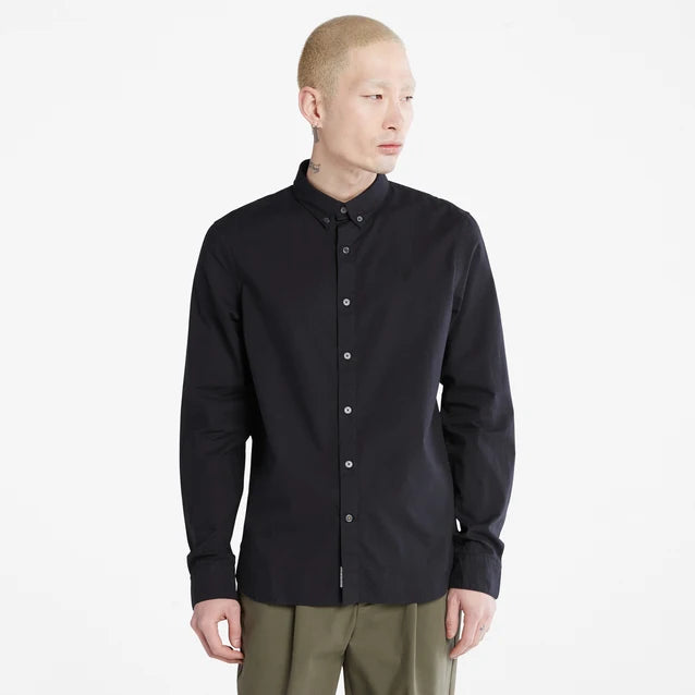 TIMBERLAND LONG SLEEVE COTTON SHIRT FOR MEN IN BLACK