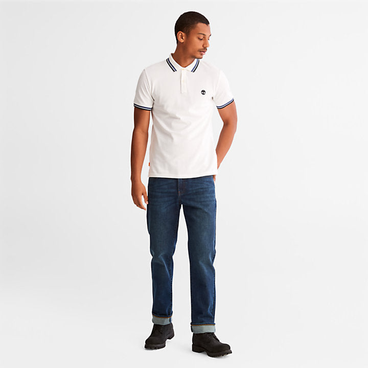 TIMBERLAND MILLERS RIVER TIPPED POLO FOR MEN IN WHITE