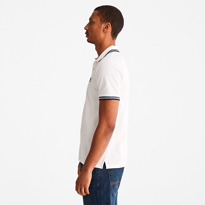 TIMBERLAND MILLERS RIVER TIPPED POLO FOR MEN IN WHITE