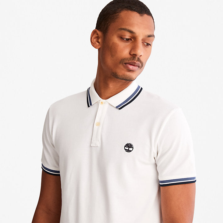 TIMBERLAND MILLERS RIVER TIPPED POLO FOR MEN IN WHITE