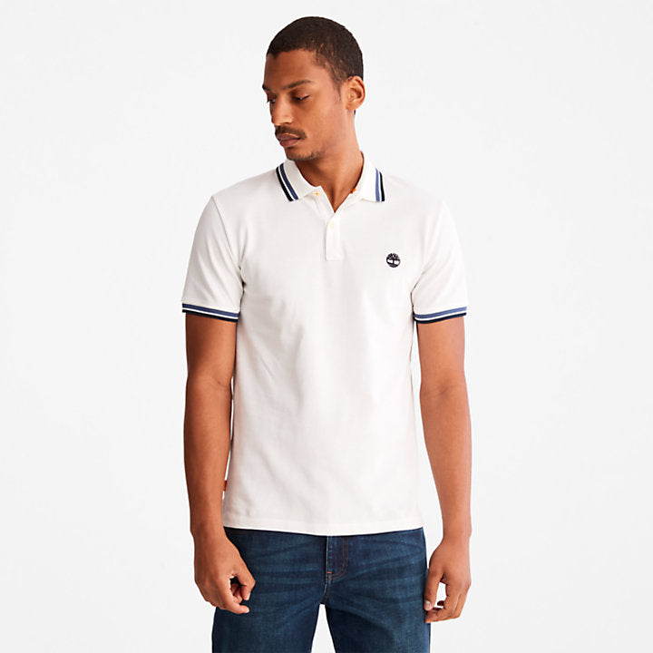 TIMBERLAND MILLERS RIVER TIPPED POLO FOR MEN IN WHITE
