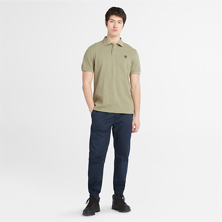 TIMBERLAND MILLERS RIVER SHORT SLEEVE PIQUE POLO FOR MEN IN MUTED KHAKI