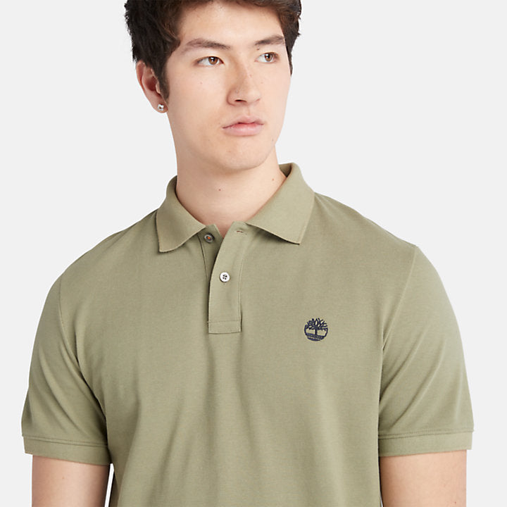 TIMBERLAND MILLERS RIVER SHORT SLEEVE PIQUE POLO FOR MEN IN MUTED KHAKI