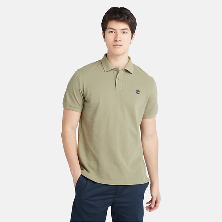TIMBERLAND MILLERS RIVER SHORT SLEEVE PIQUE POLO FOR MEN IN MUTED KHAKI