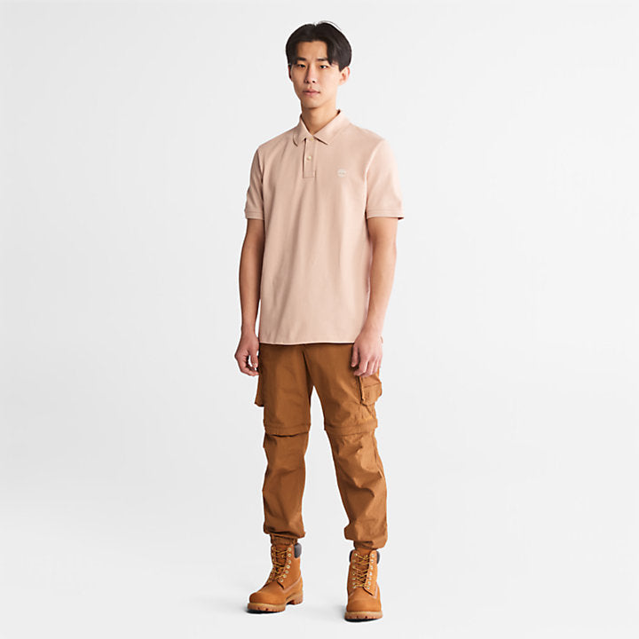 TIMBERLAND MILLERS RIVER PIQUE POLO SHIRT FOR MEN IN PALE PINK