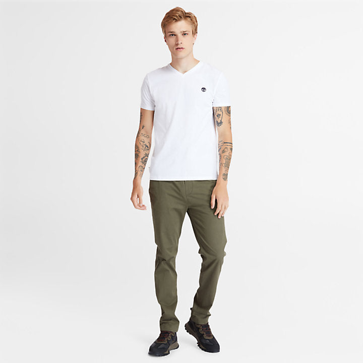 TIMBERLAND DUNSTAN RIVER SLIM FIT V-NECK T-SHIRT FOR MEN IN WHITE