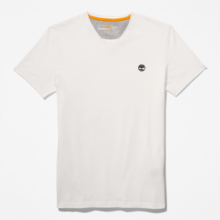 TIMBERLAND DUNSTAN RIVER SLIM FIT V-NECK T-SHIRT FOR MEN IN WHITE