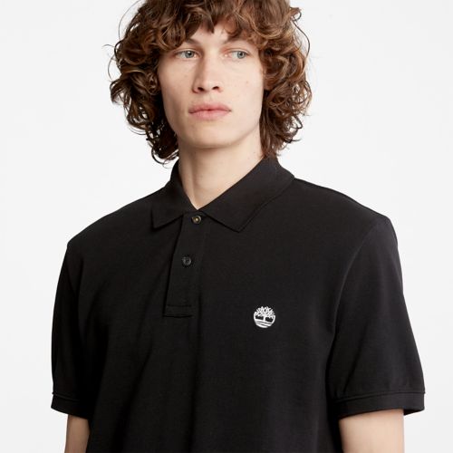 TIMBERLAND MILLERS RIVER PIQUE SHORT SLEEVE POLO SHIRT FOR MEN IN BLACK