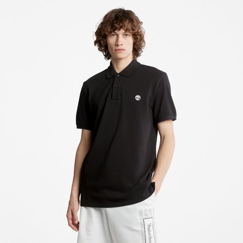 TIMBERLAND MILLERS RIVER PIQUE SHORT SLEEVE POLO SHIRT FOR MEN IN BLACK