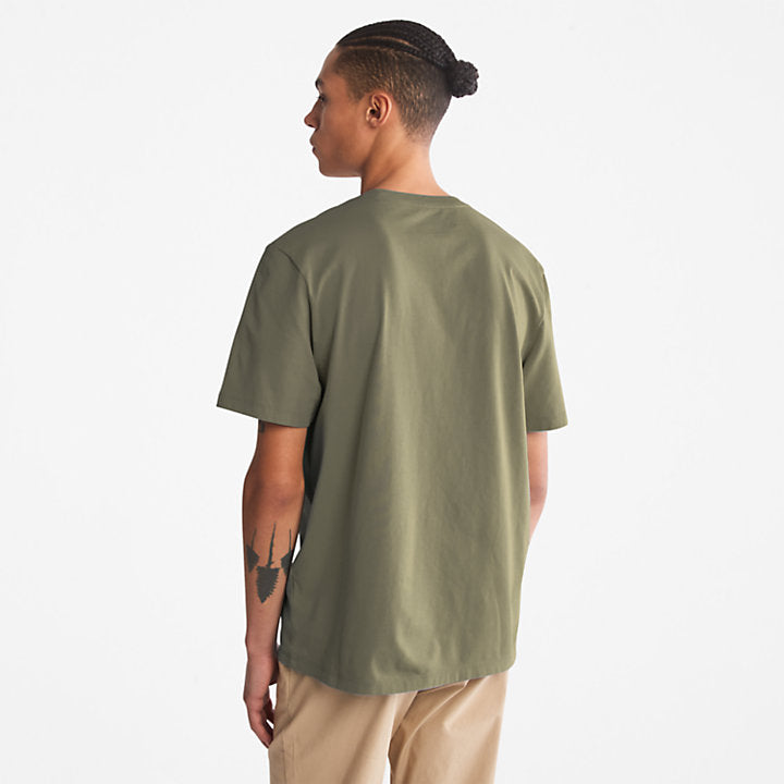 TIMBERLAND KENNEBEC RIVER LINEAR LOGO T-SHIRT FOR MEN IN KHAKI