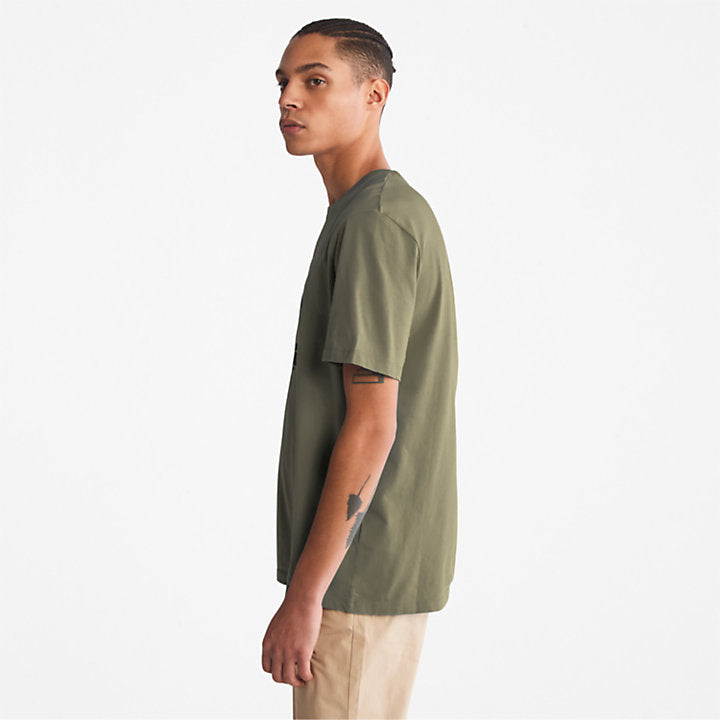 TIMBERLAND KENNEBEC RIVER LINEAR LOGO T-SHIRT FOR MEN IN KHAKI