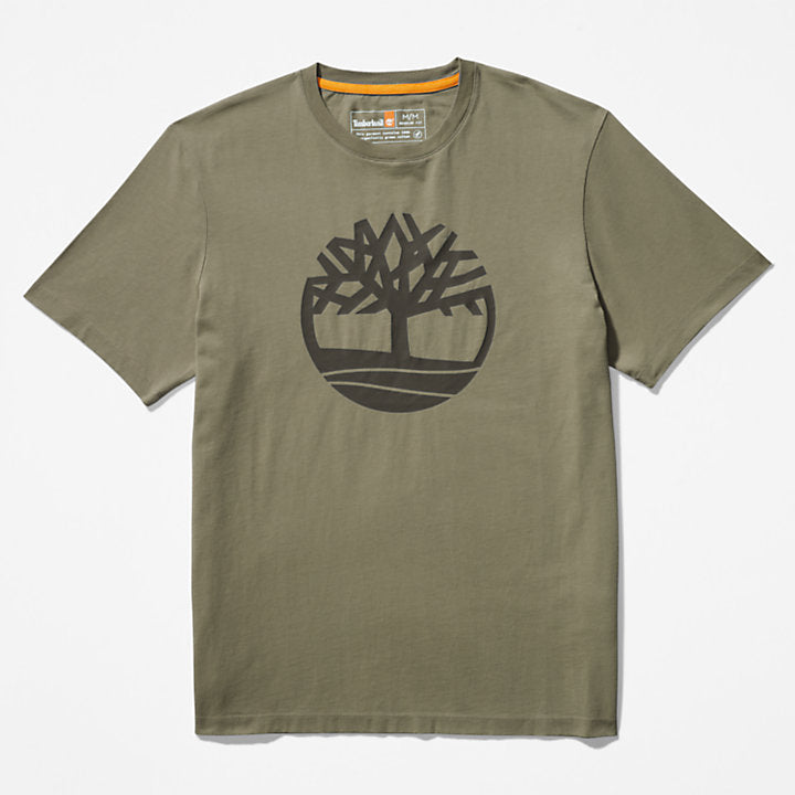 TIMBERLAND KENNEBEC RIVER LINEAR LOGO T-SHIRT FOR MEN IN KHAKI