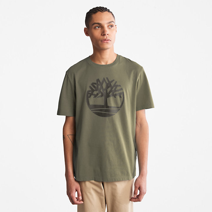 TIMBERLAND KENNEBEC RIVER LINEAR LOGO T-SHIRT FOR MEN IN KHAKI