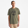 TIMBERLAND KENNEBEC RIVER LINEAR LOGO T-SHIRT FOR MEN IN KHAKI