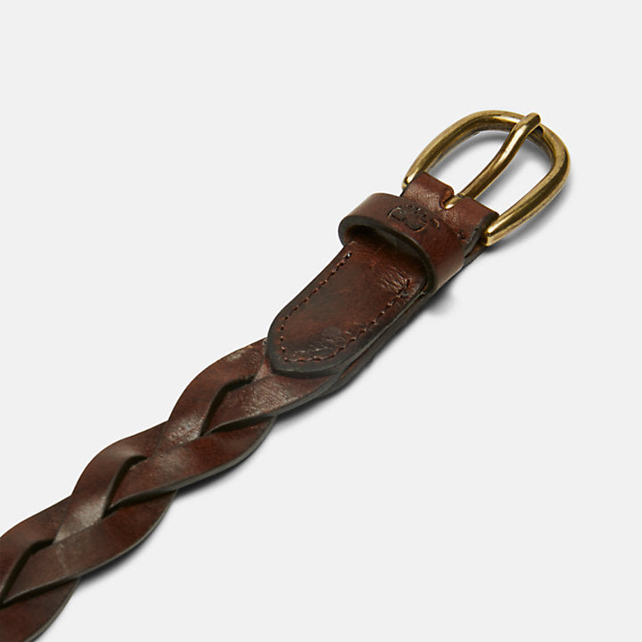 BRAIDED LEATHER BELT FOR WOMEN IN DARK BROWN