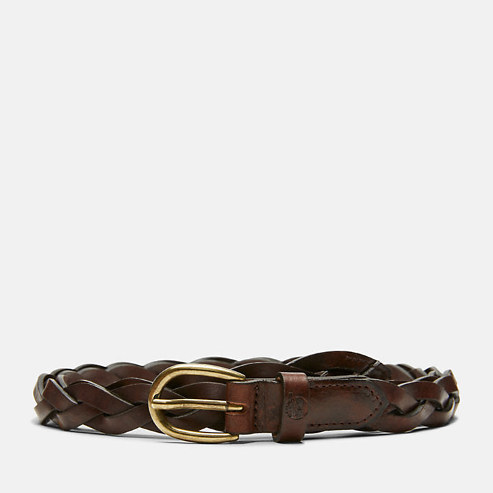 BRAIDED LEATHER BELT FOR WOMEN IN DARK BROWN