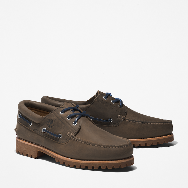 Timberland 3-Eye Lug Hand-Sewn Boat Shoe For Men In Dark Brown