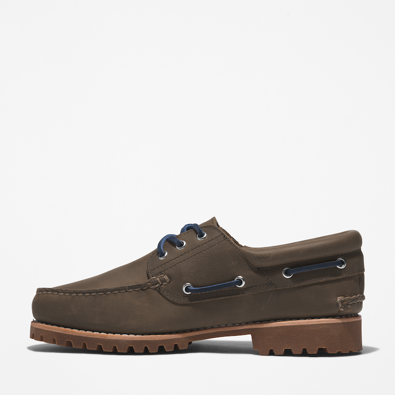 Timberland 3-Eye Lug Hand-Sewn Boat Shoe For Men In Dark Brown