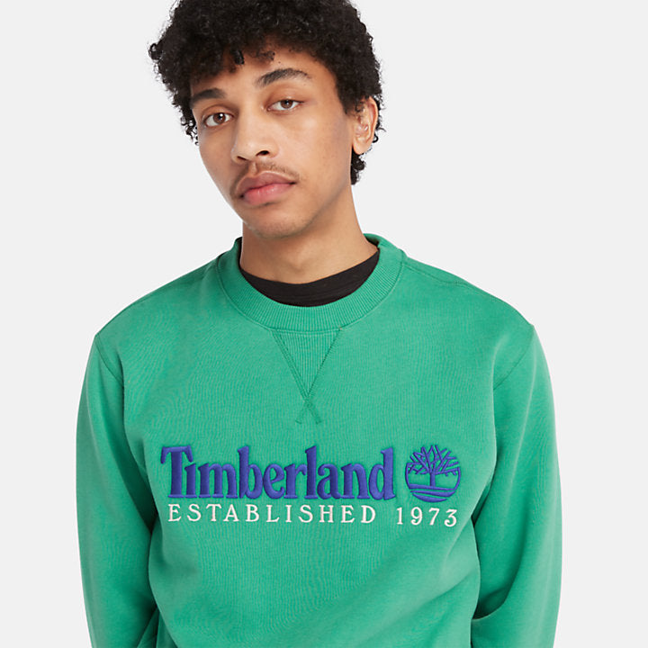 TIMBERLAND EST. 1973 LOGO CREW SWEATSHIRT FOR ALL GENDER IN GREEN