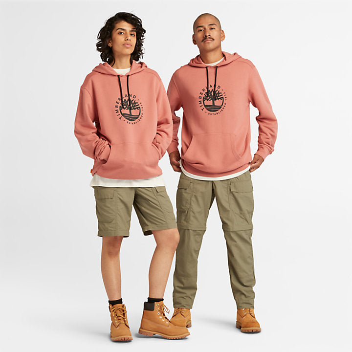 TIMBERLAND LUXE COMFORT REFIBRA HOODIE FOR ALL GENDER IN CORAL