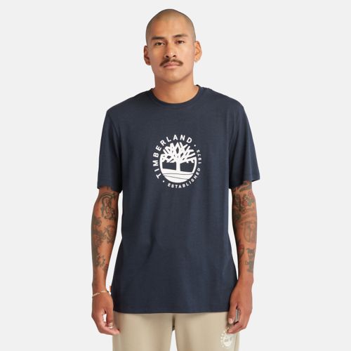 TIMBERLAND LUXE REFIBRA LOGO GRAPHIC T-SHIRT FOR ALL GENDER IN NAVY