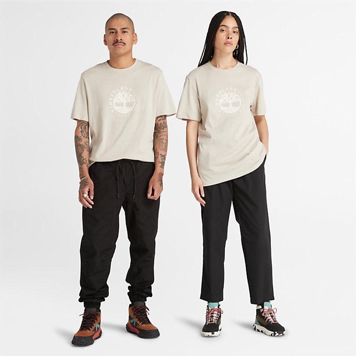 TIMBERLAND TENCEL GRAPHIC LOGO T-SHIRT FOR ALL GENDER IN BEIGE