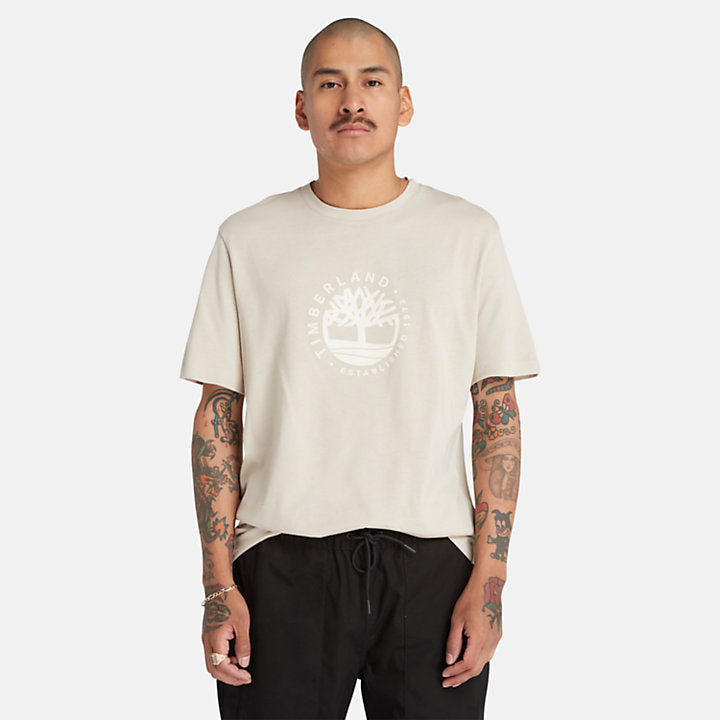 TIMBERLAND TENCEL GRAPHIC LOGO T-SHIRT FOR ALL GENDER IN BEIGE