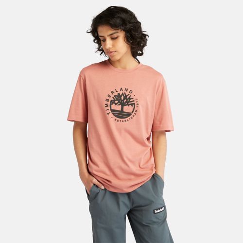 TIMBERLAND LUXE REFIBRA LOGO GRAPHIC T-SHIRT FOR ALL GENDER IN CORAL