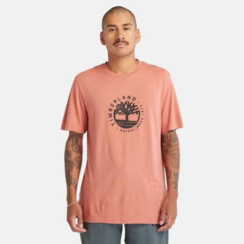 TIMBERLAND LUXE REFIBRA LOGO GRAPHIC T-SHIRT FOR ALL GENDER IN CORAL